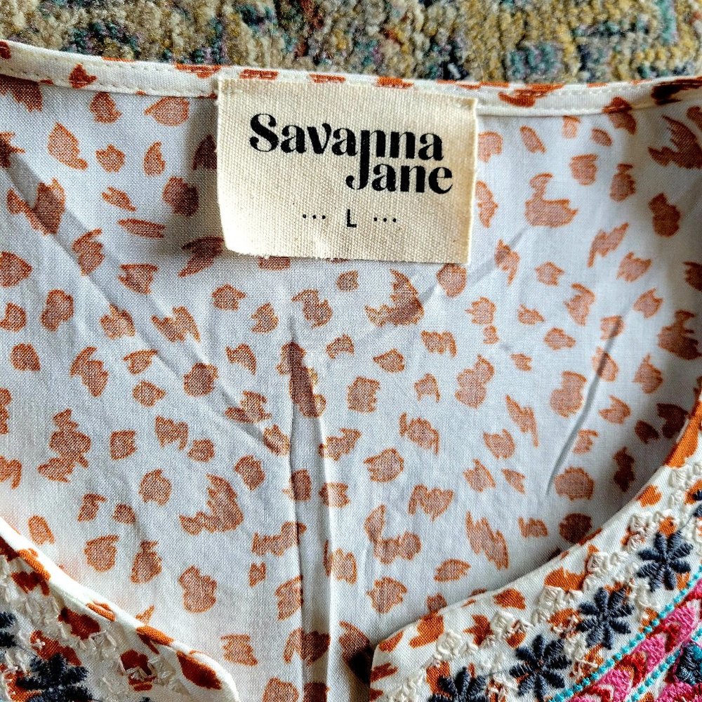 Ladies Boho Embroidered Floral L Top